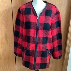 NWOT Nikki Jones Montreal Buffalo Plaid Print Zip-Up Jacket Sz-S/P